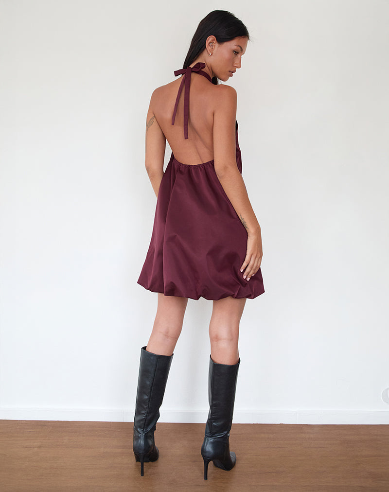 Immagine di Yusna Puffball Mini Dress in Dark Berry
