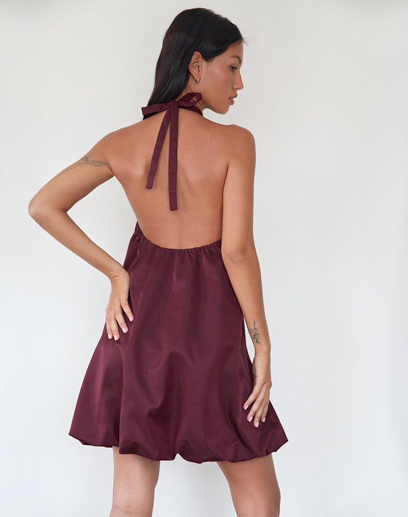 Mini abito a palloncino Yusna in bacche scure