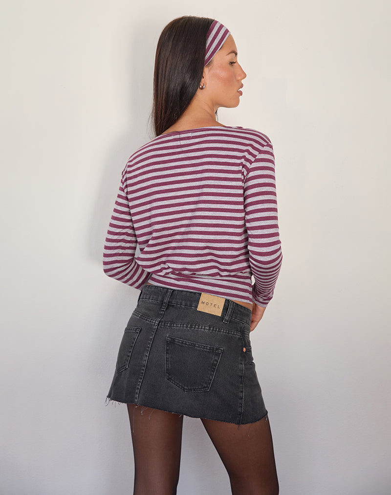 Immagine di Zahir Top a maniche lunghe a righe grigie e bordeaux