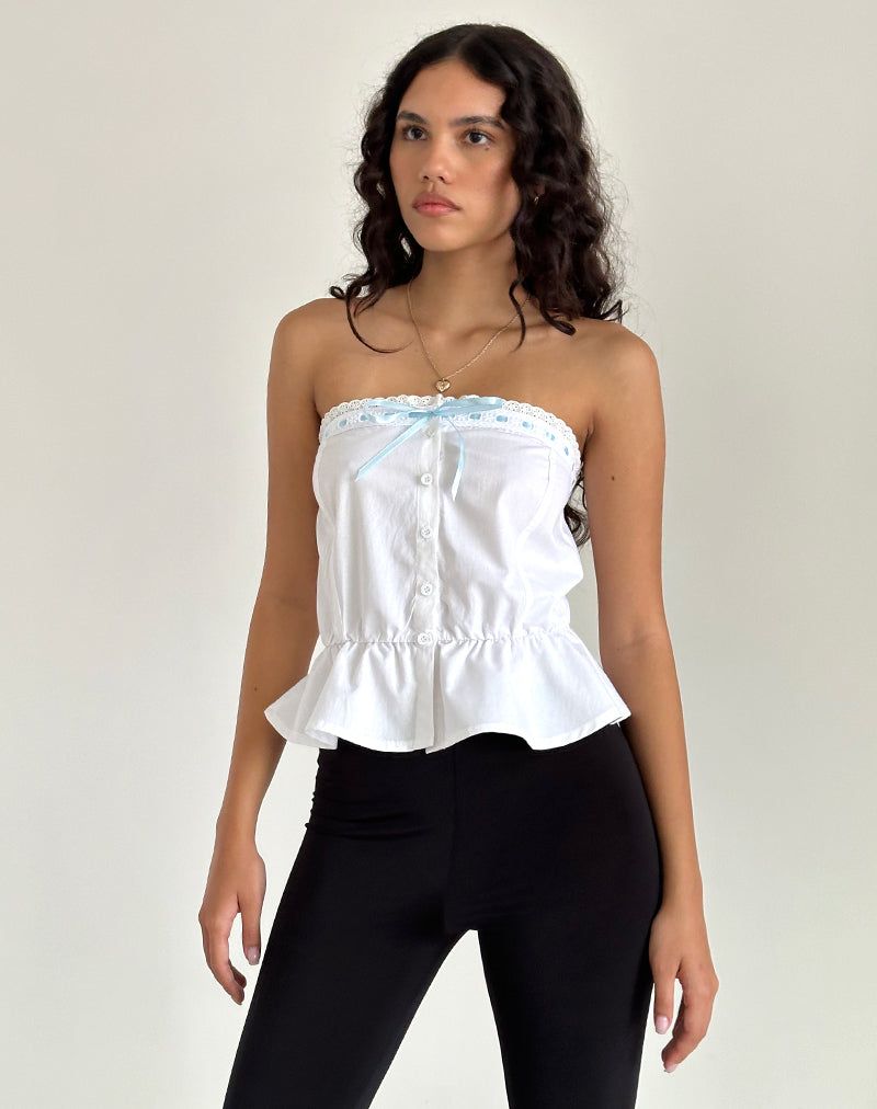 immagine di Zar Ribbon Tube Top in bianco