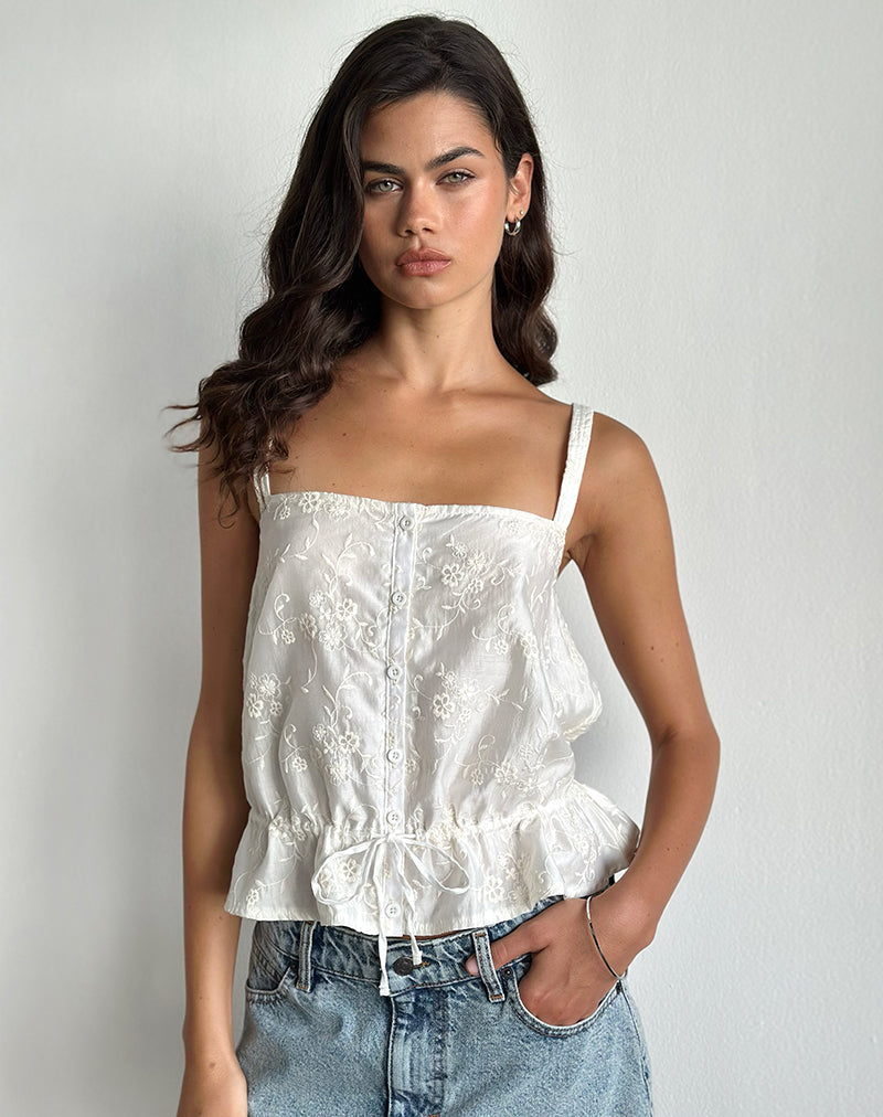 Immagine di Zaraku Top in Fresia Broderie Avorio