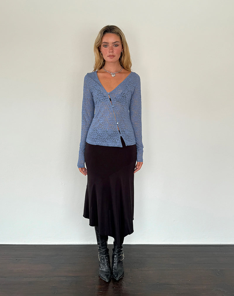 Immagine di Zatin Cardigan asimmetrico in pizzo blu chiaro di luna