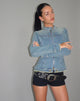 Immagine di Zayn Giacca biker aderente in denim blu vintage