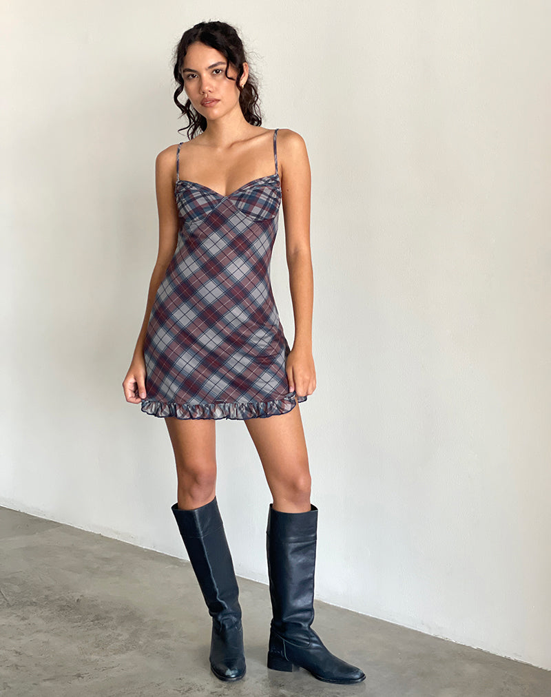 Immagine di Zeinari Mini Dress in Diagonal Check Navy