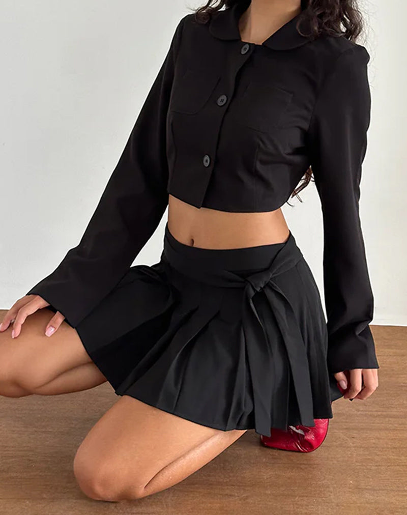Mini gonna a pieghe Zekira in nero