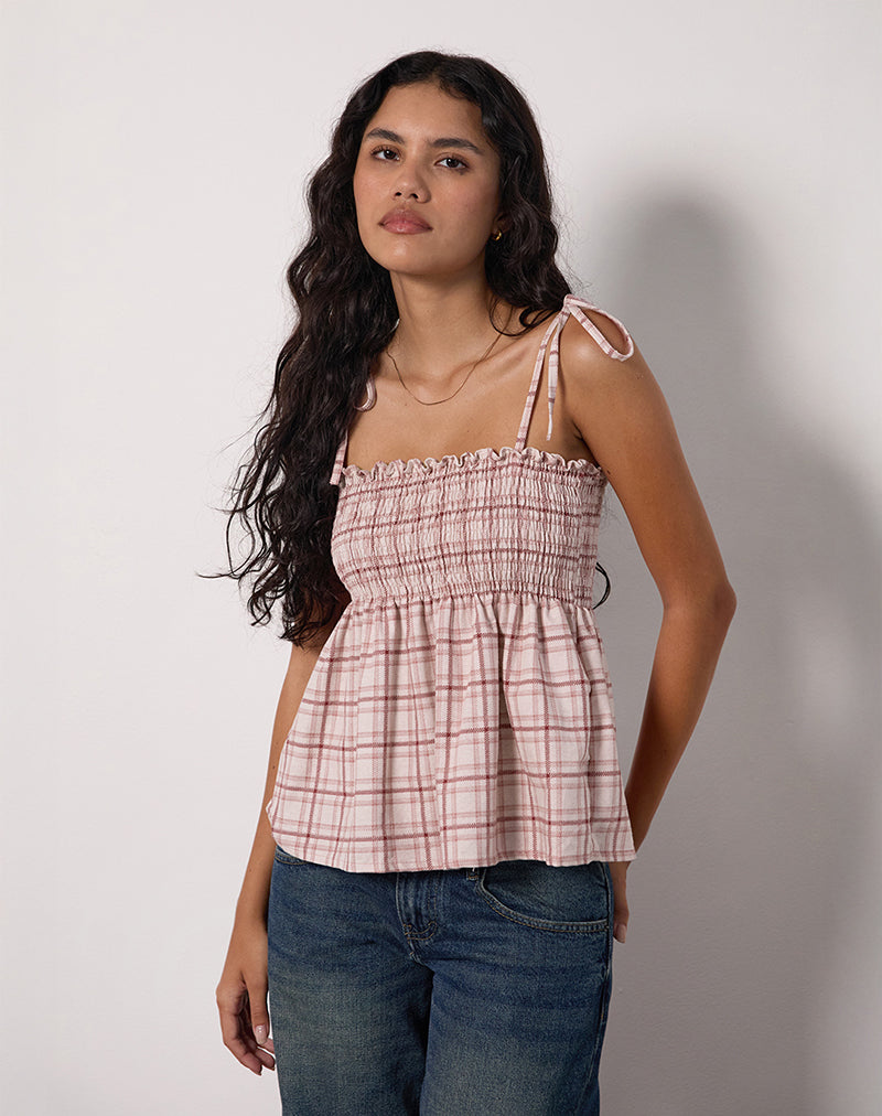 Immagine di Zerah Top in Basic Tartan Pink