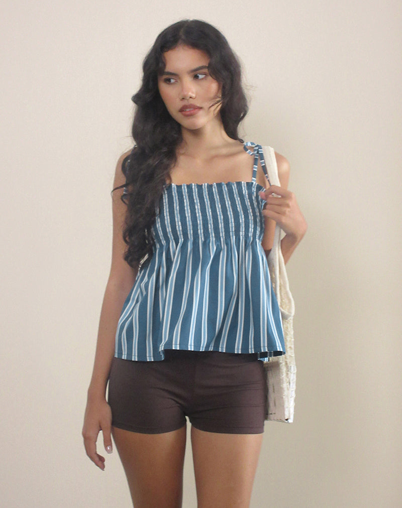 Immagine di Zerah Top in Popeline Formal Stripe Navy