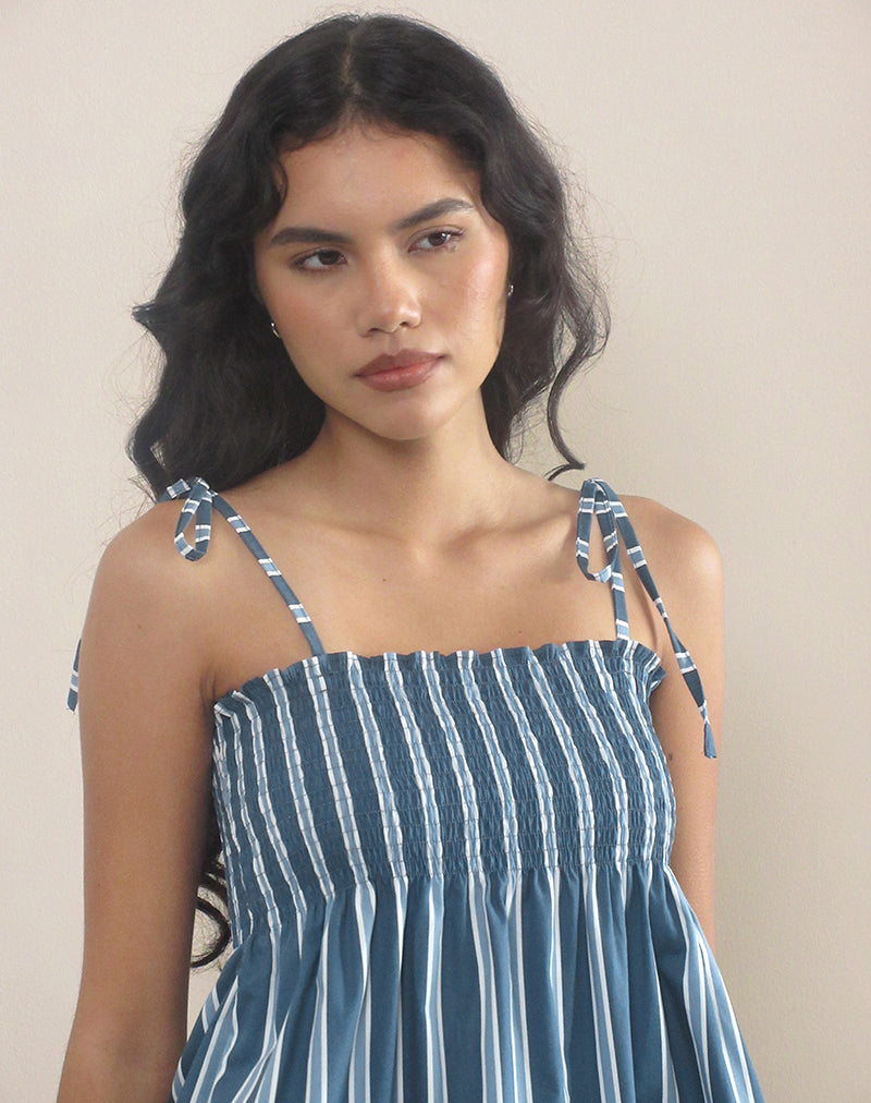 Immagine di Zerah Top in Popeline Formal Stripe Navy