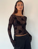 Immagine di Zerlin Top sfoderato a maniche lunghe in Rose Flock Nero