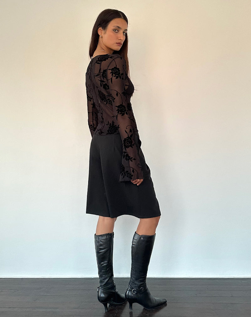 Immagine di Zerlin Top sfoderato a maniche lunghe in Rose Flock Nero