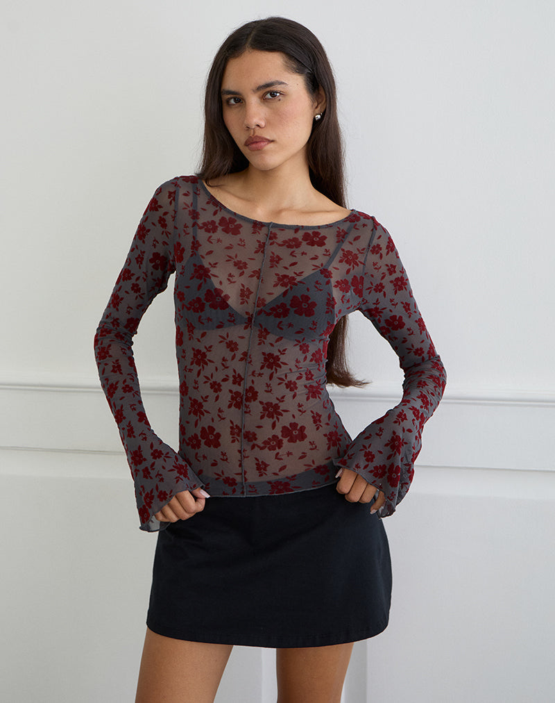 Immagine di Zerlin Top in Garden Floral Blue Grey