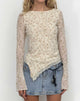 immagine di Zest Top a manica lunga in rete beige con floccatura marrone chiaro