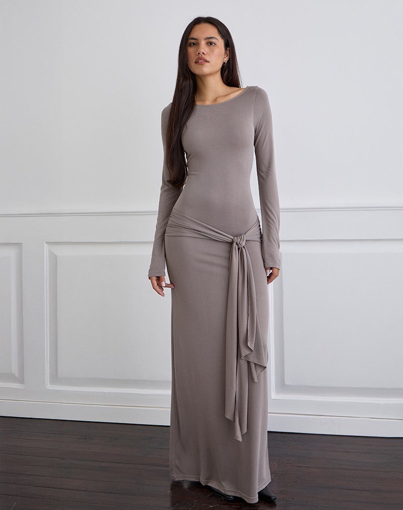 Immagine di Zeya Maxi Abito in Cupro Taupe Grey