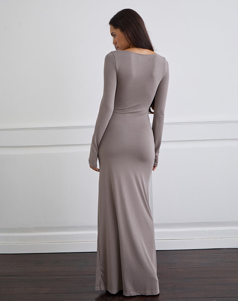 Immagine di Zeya Maxi Abito in Cupro Taupe Grey