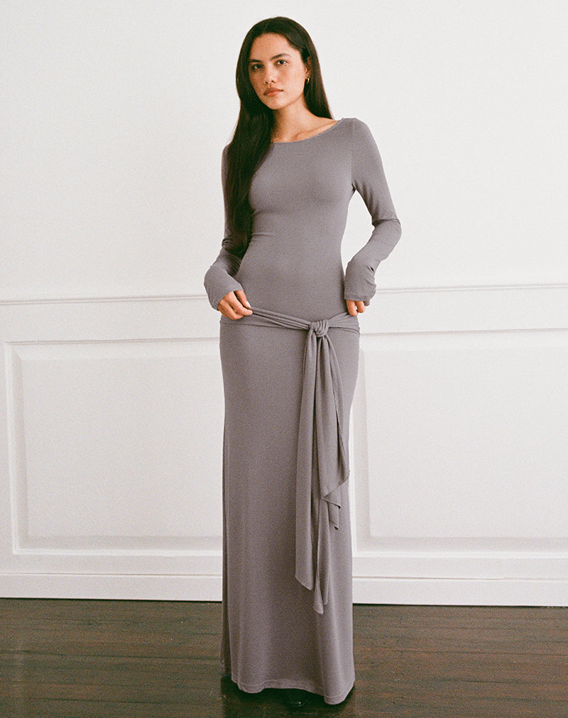 Immagine di Zeya Maxi Abito in Cupro Taupe Grey