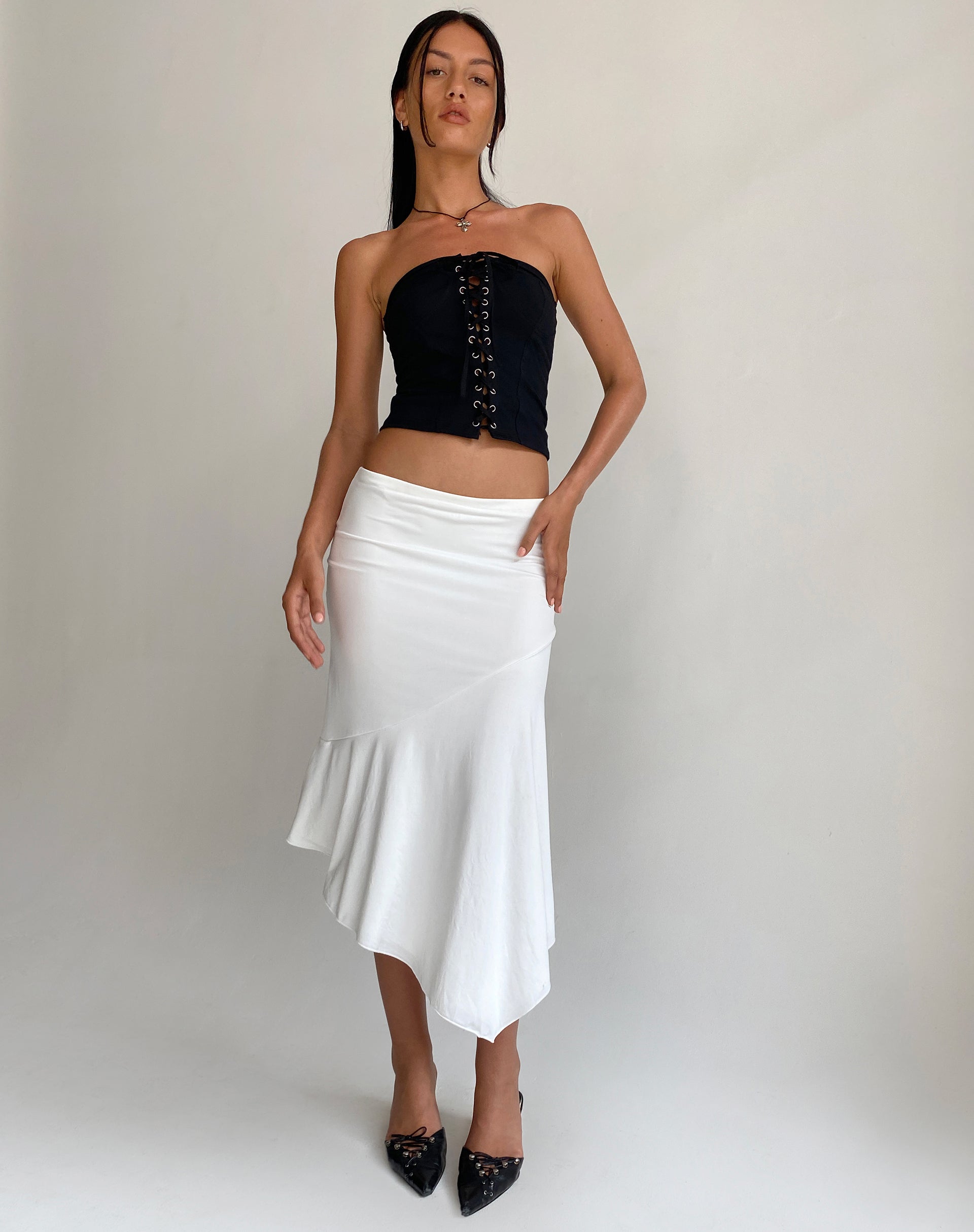 Immagine di Ziggy Top a fascia con pizzo in nero