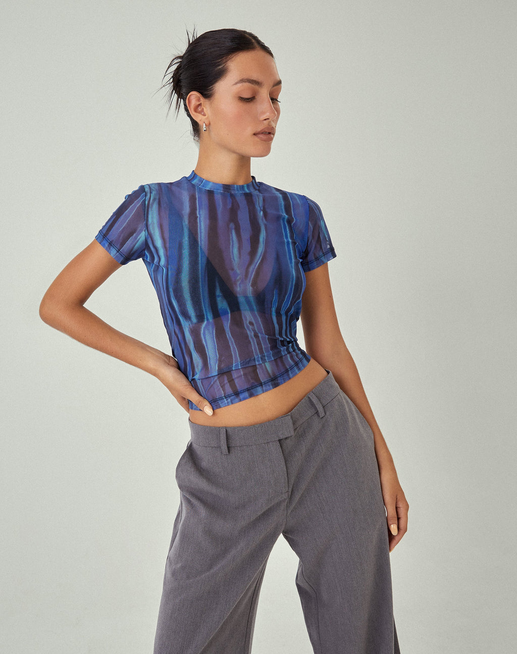 Top a manica corta Zorani in Colour Bleed Blue