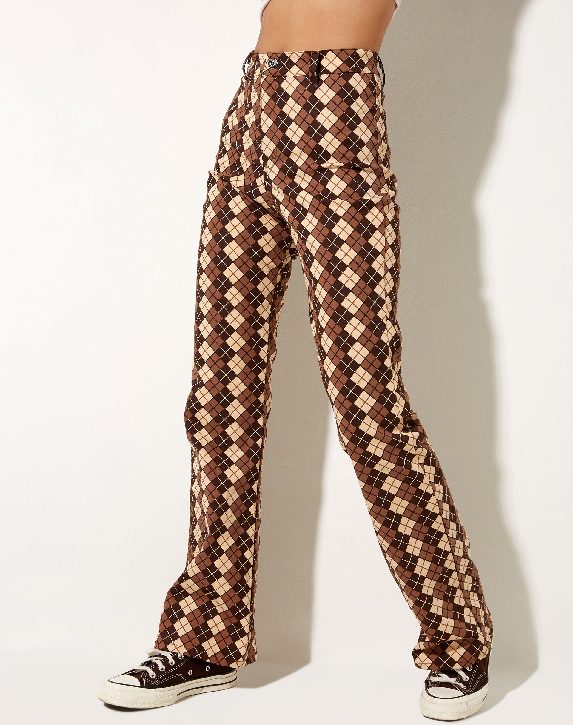 Immagine di Zoven Pantalone svasato in argyle marrone