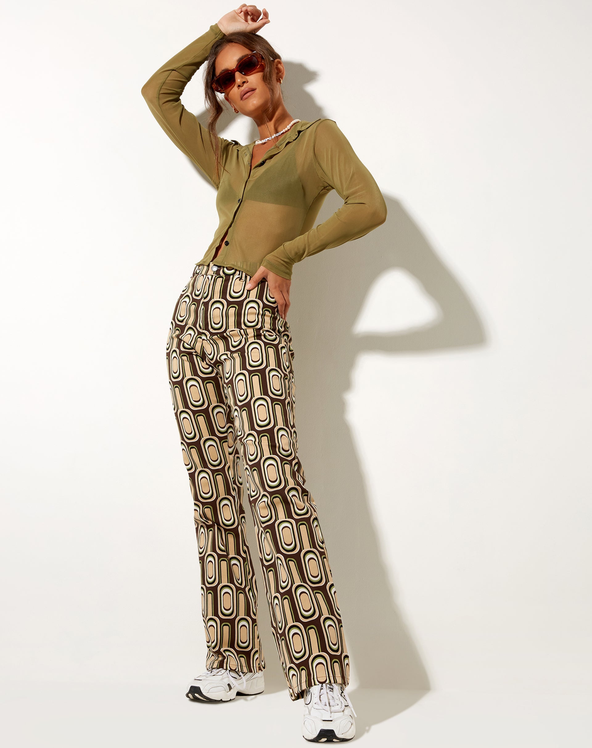 Immagine di Zoven Pantalone svasato in marrone maculato retrò