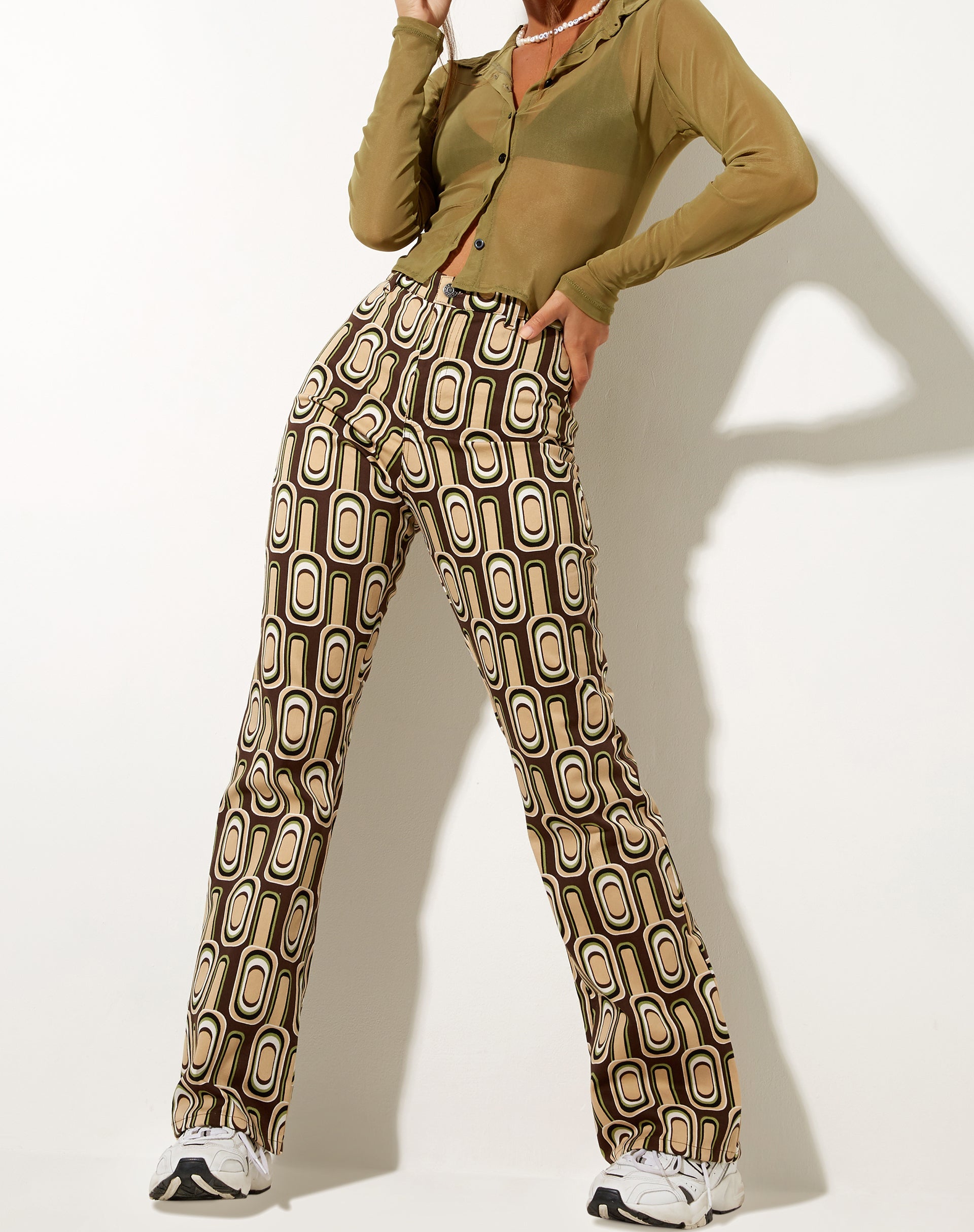 Immagine di Zoven Pantalone svasato in marrone maculato retrò