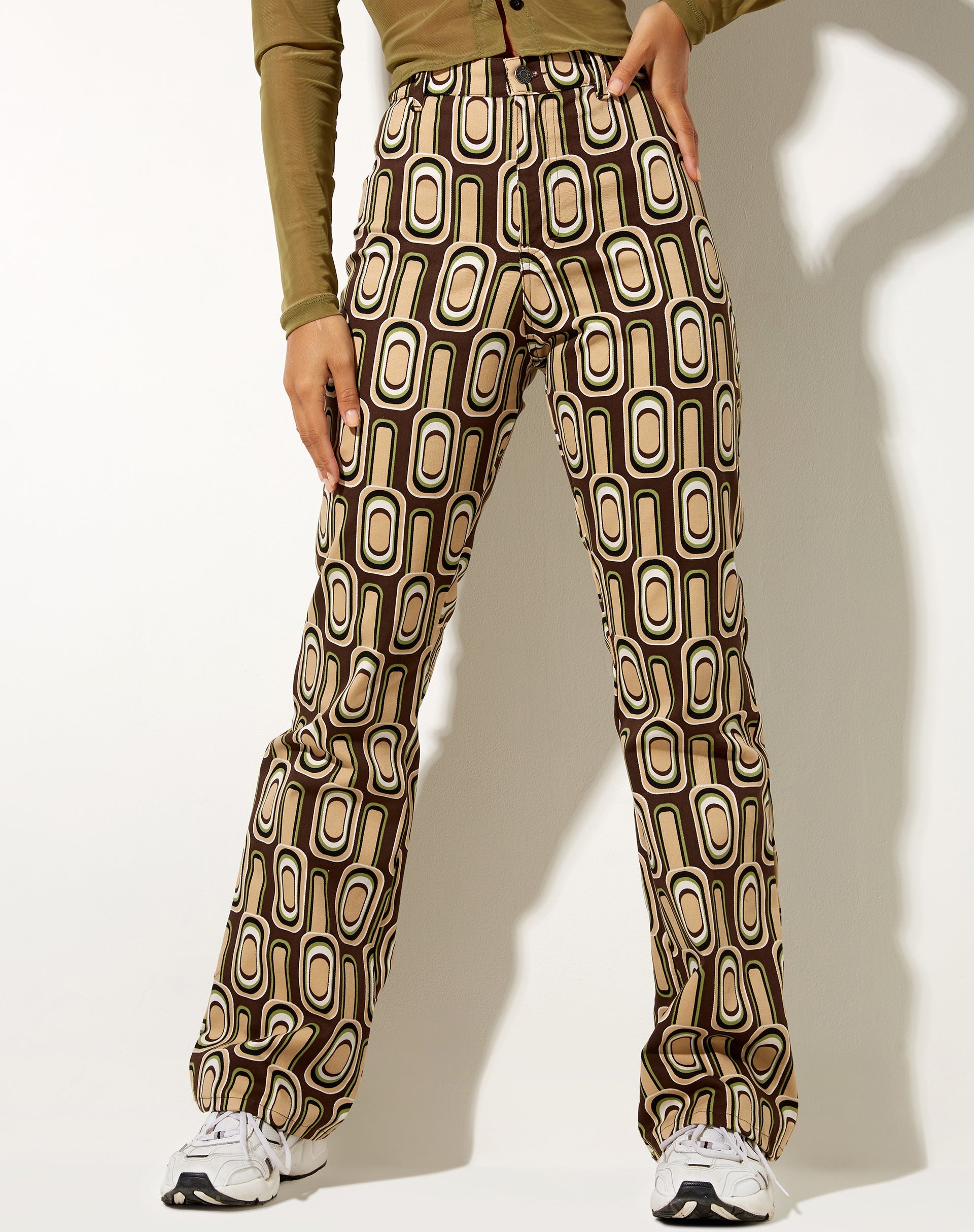 Immagine di Zoven Pantalone svasato in marrone maculato retrò