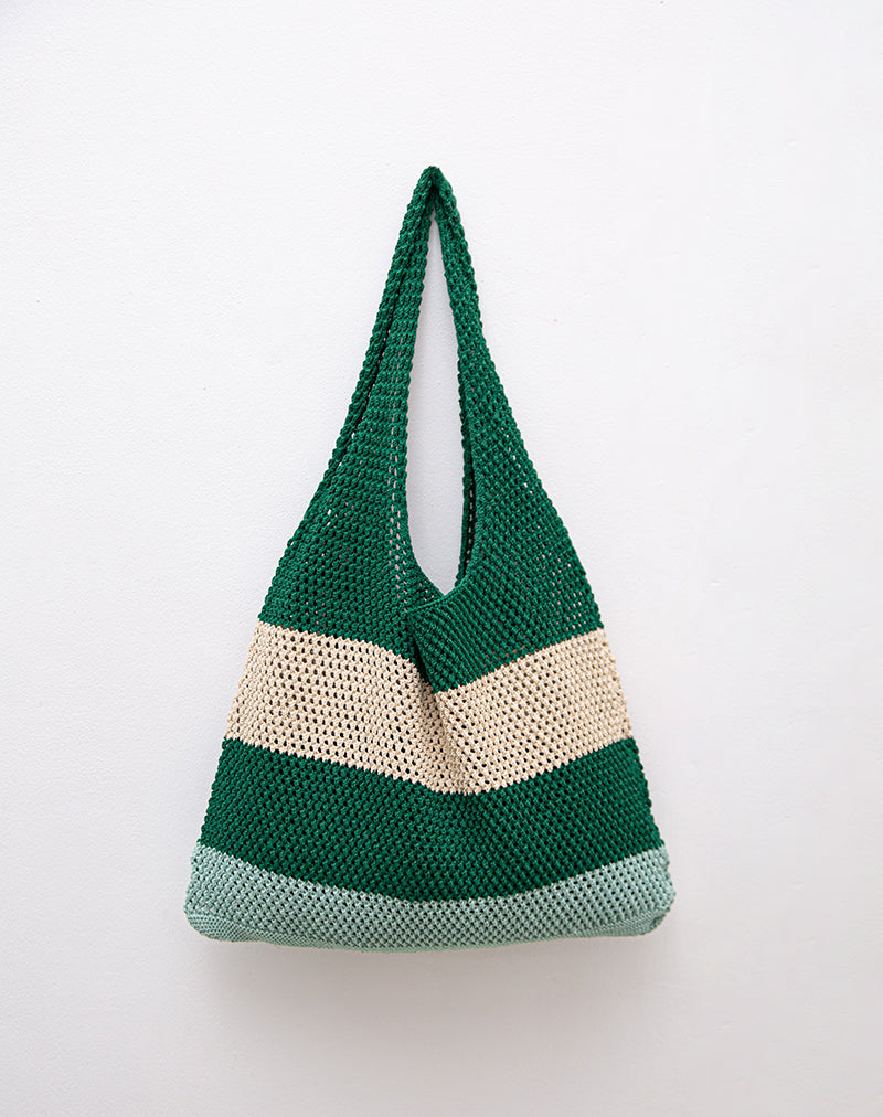 Immagine di Zuni Borsa a maglia a righe verde blu
