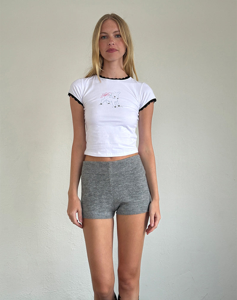 Immagine di Zyzy Tee in bianco con stampa di una pecora