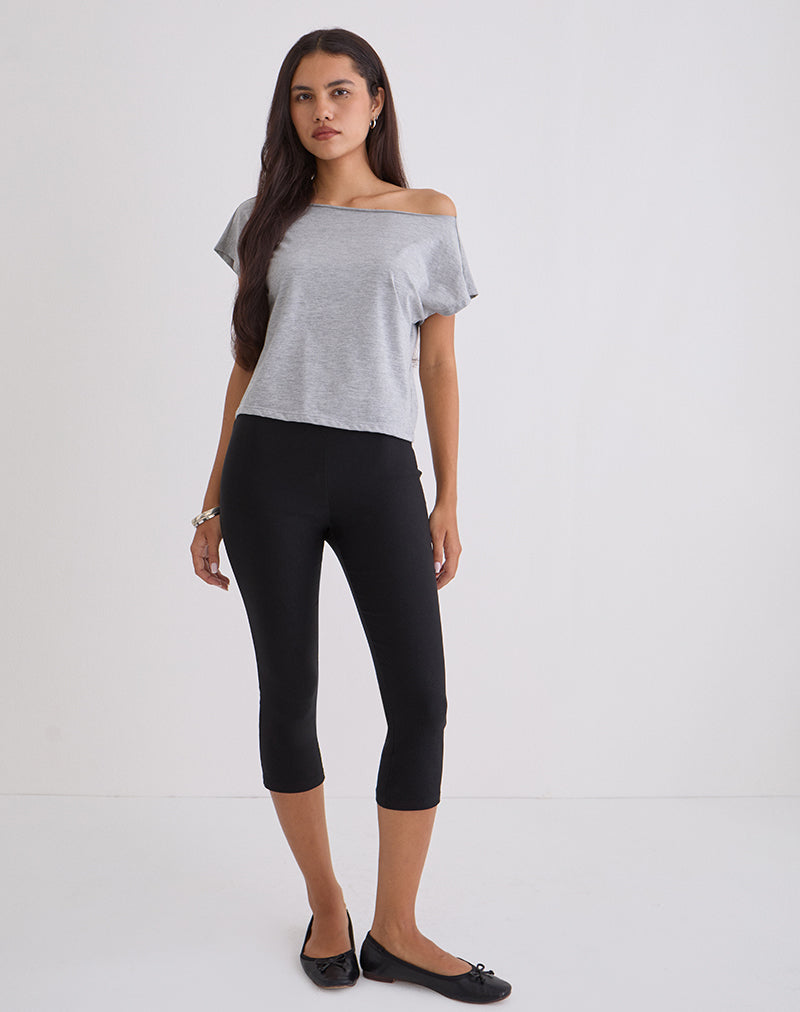Asla - Pantalone cropped Capri in tessuto sartoriale elasticizzato nero