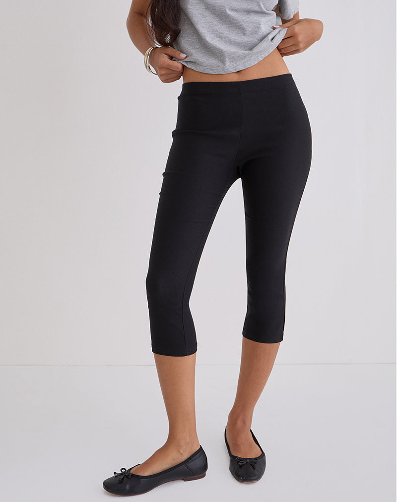 Asla - Pantalone cropped Capri in tessuto sartoriale elasticizzato nero