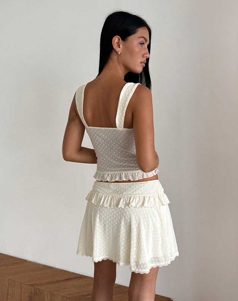 immagine di Gastri Mini Skirt in Avorio Polka Flock