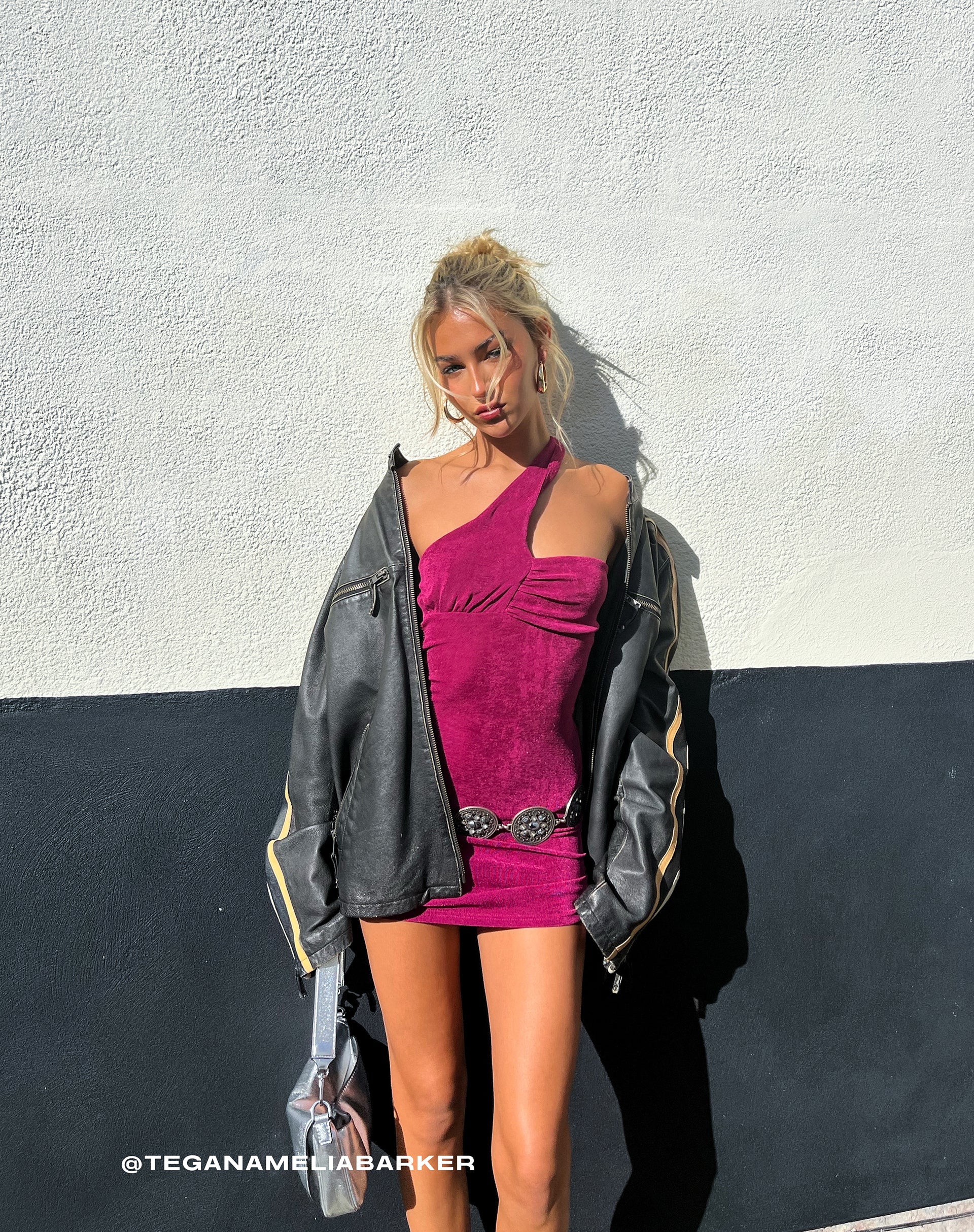 Immagine di Alessa Mini Dress monospalla in Magenta Purple