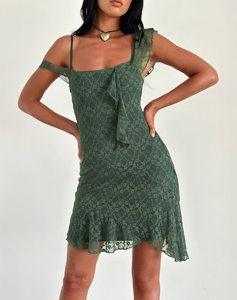 Immagine di Jati Mini Dress in pizzo rosa canina salvia