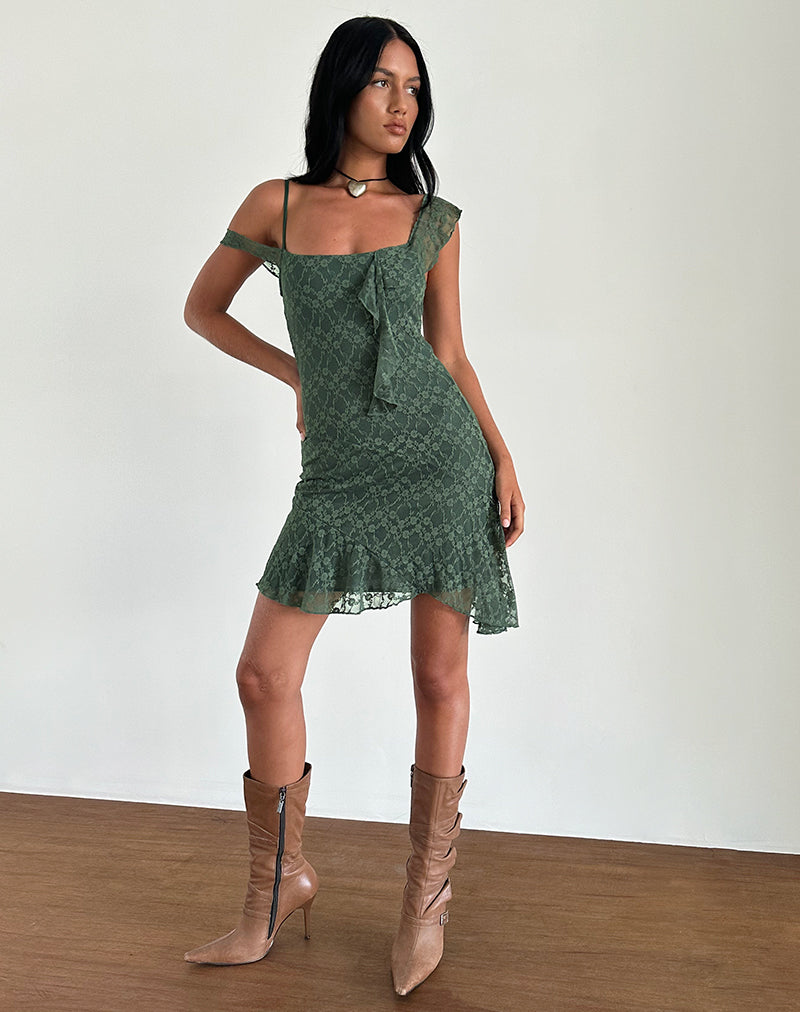 Immagine di Jati Mini Dress in pizzo rosa canina salvia