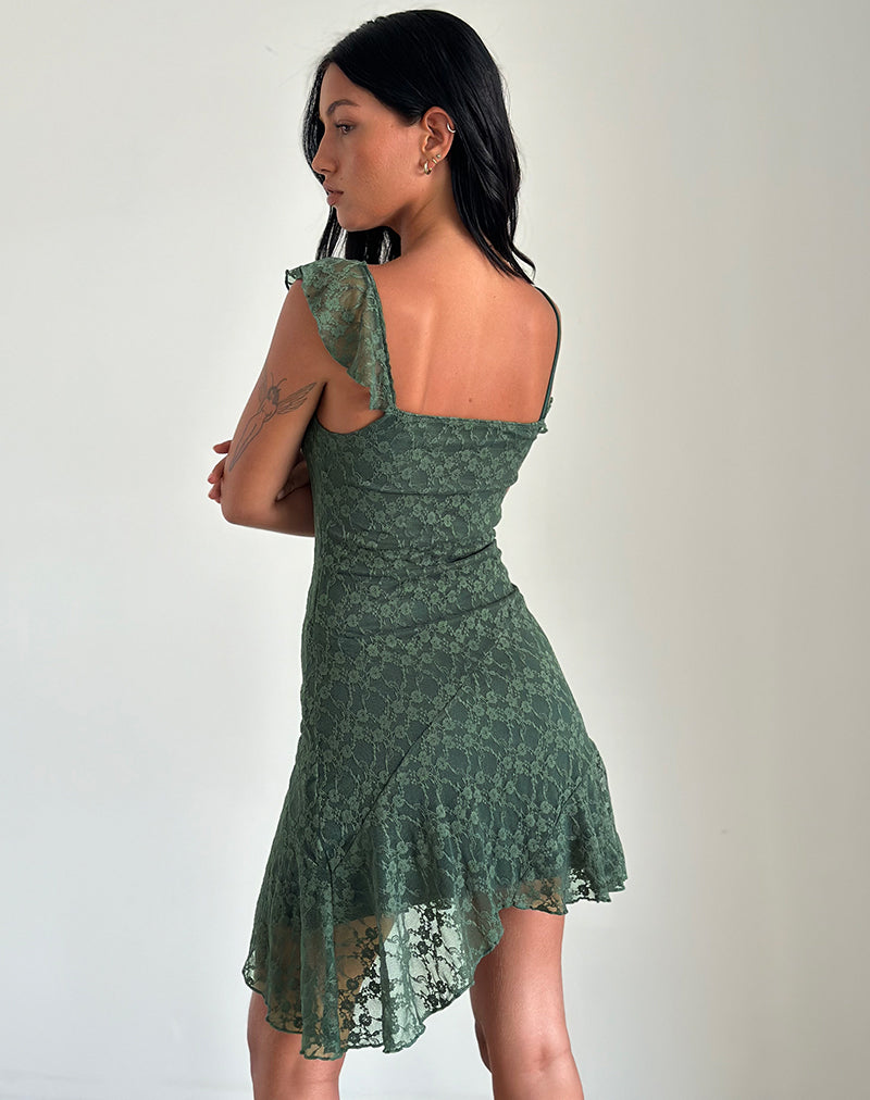 Immagine di Jati Mini Dress in pizzo rosa canina salvia