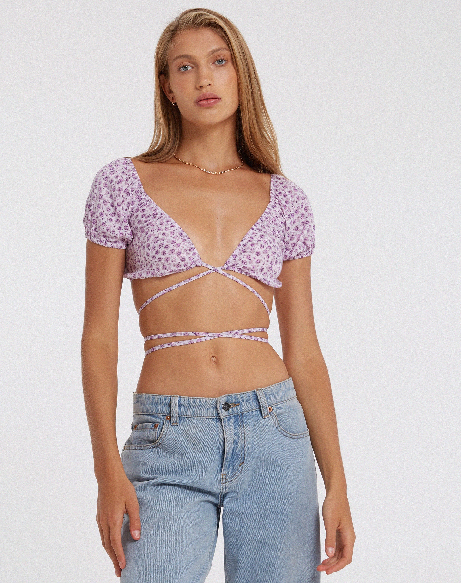 Immagine di Jiena Crop Top in Ditsy Rose Lilac