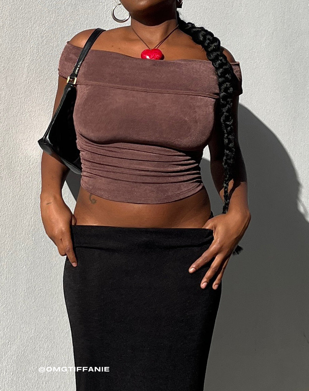 Top Palita Slinky Bardot in Peppercorn