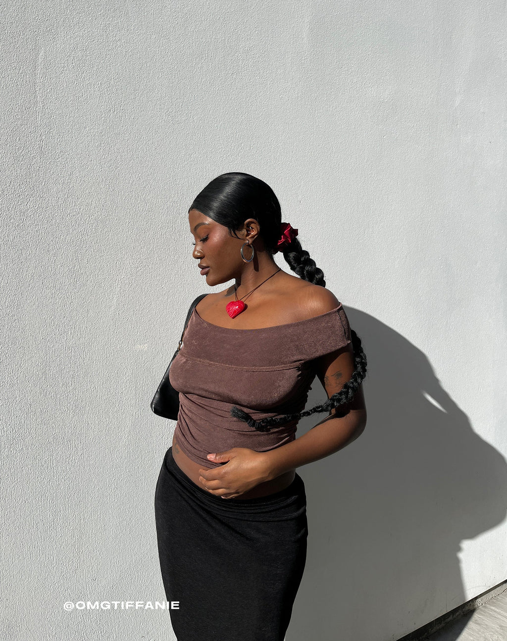 Top Palita Slinky Bardot in Peppercorn