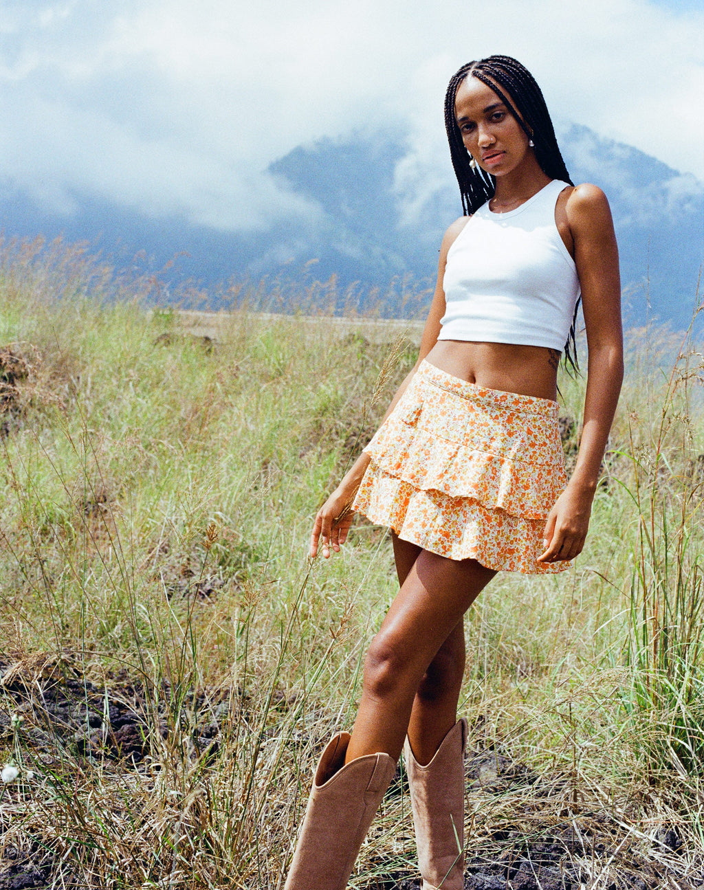 Minigonna Lowisa in Ditsy Tangerine
