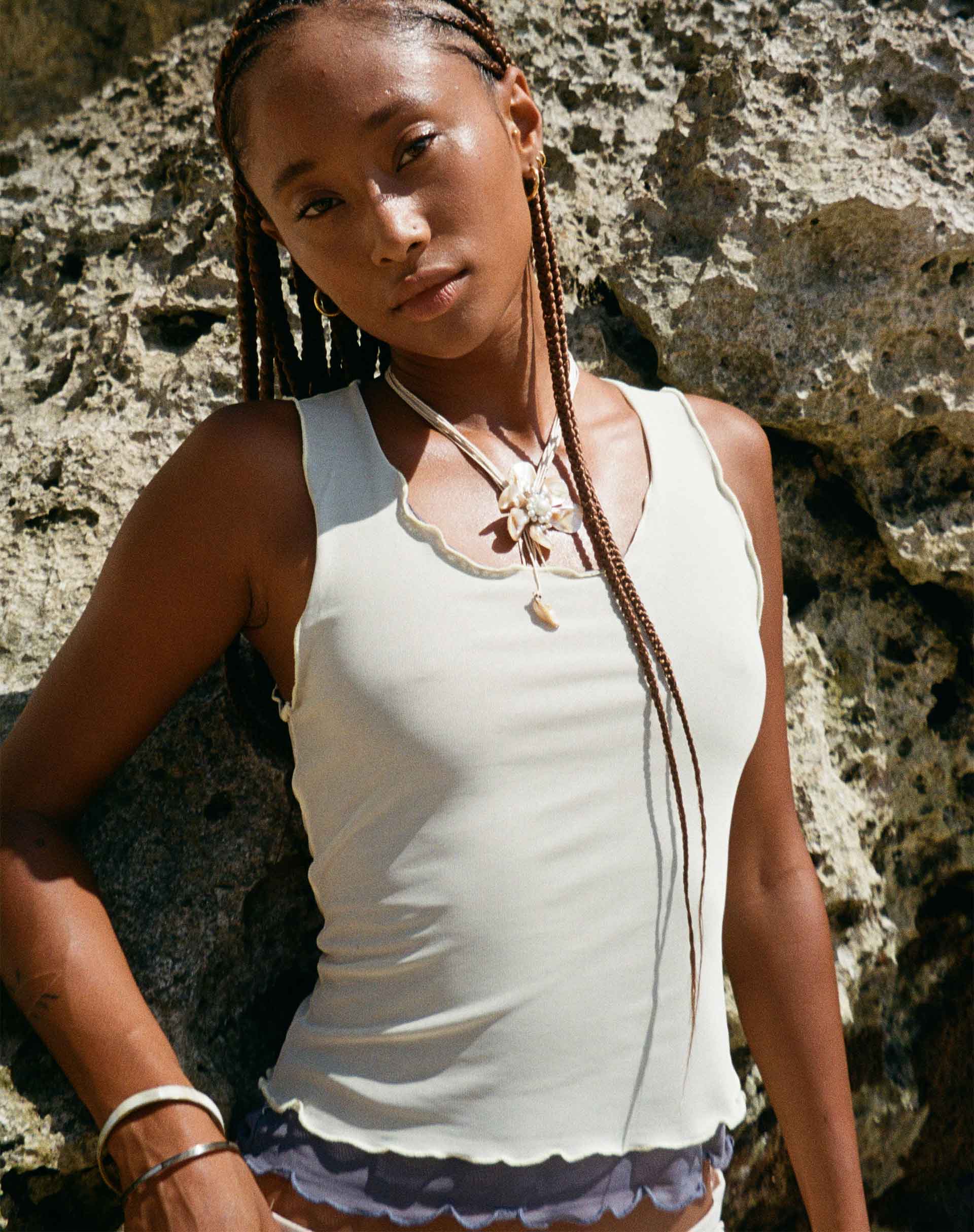 Immagine di Zeta Gilet Top in giallo con fodera blu