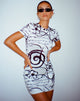 immagine di Dahara Mini Dress in Mono Doodle bianco e nero