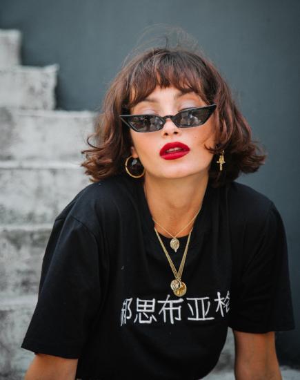 Tee oversize basic in nero Rebel Girls