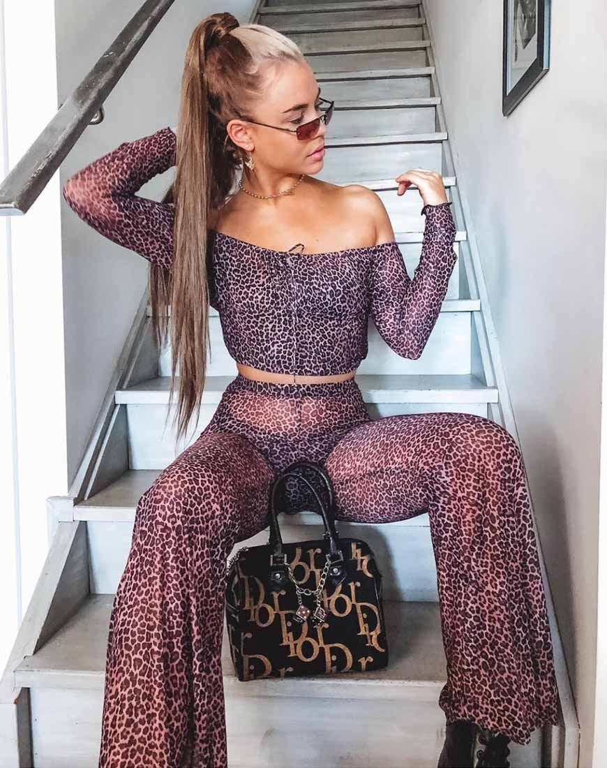 Immagine di Herlom Pantalone svasato in maglia leopardata Rar