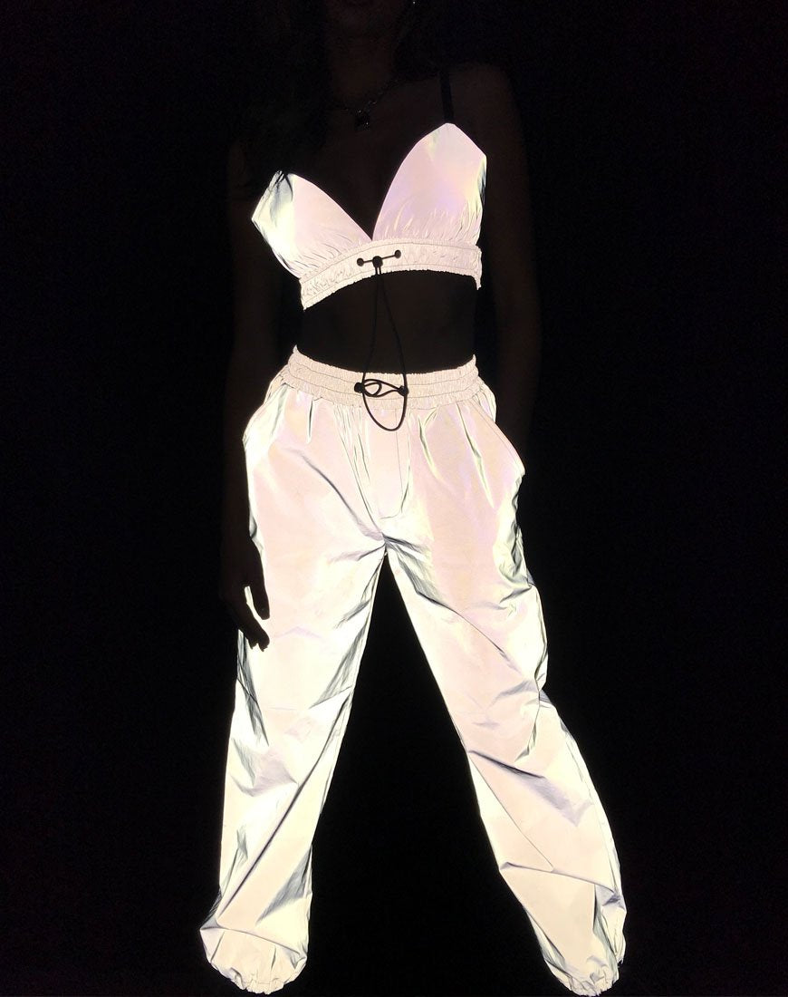 Pantaloni da jogging Beval in argento riflettente