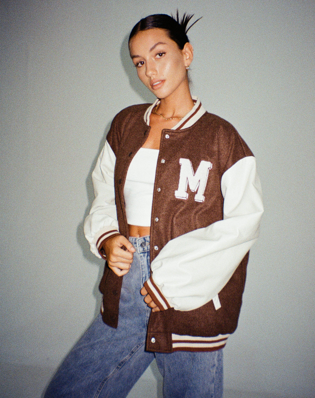 Giacca Bama Varsity in marrone beige