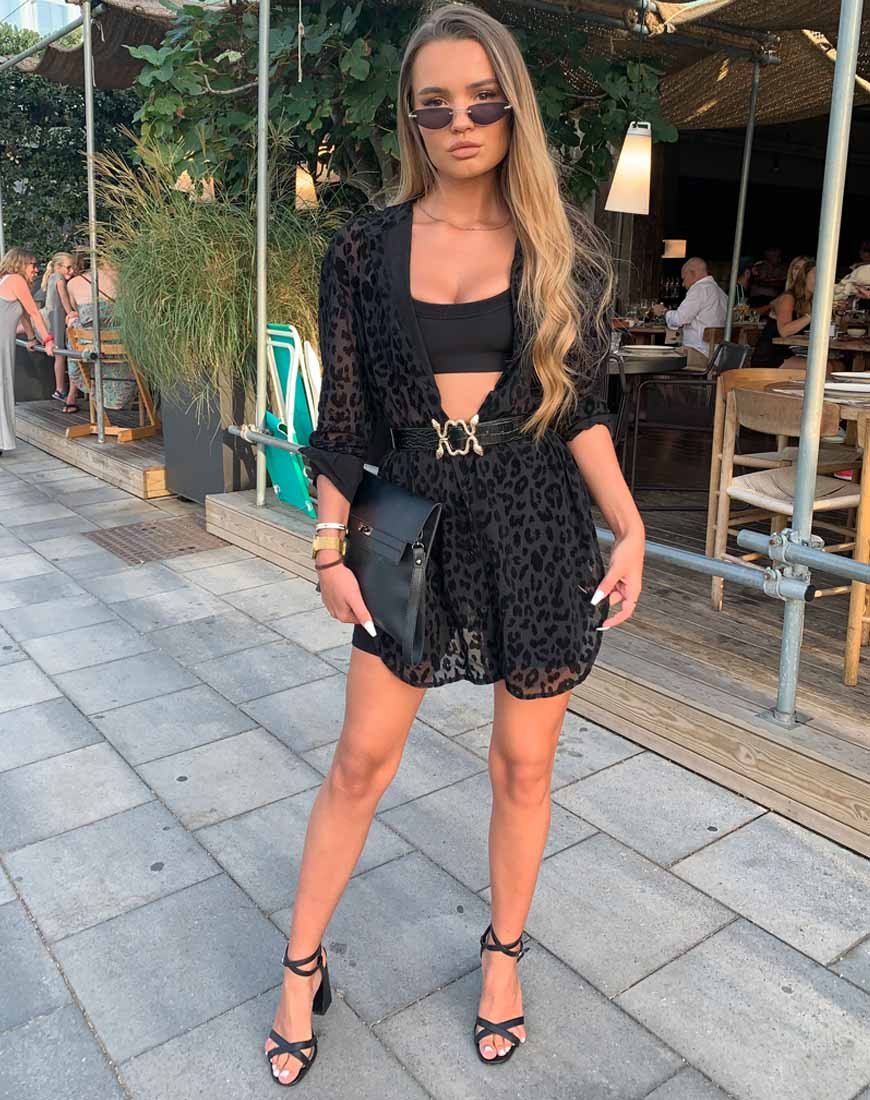 Immagine di Phobe Shirt in Leopard Flock Net Nero