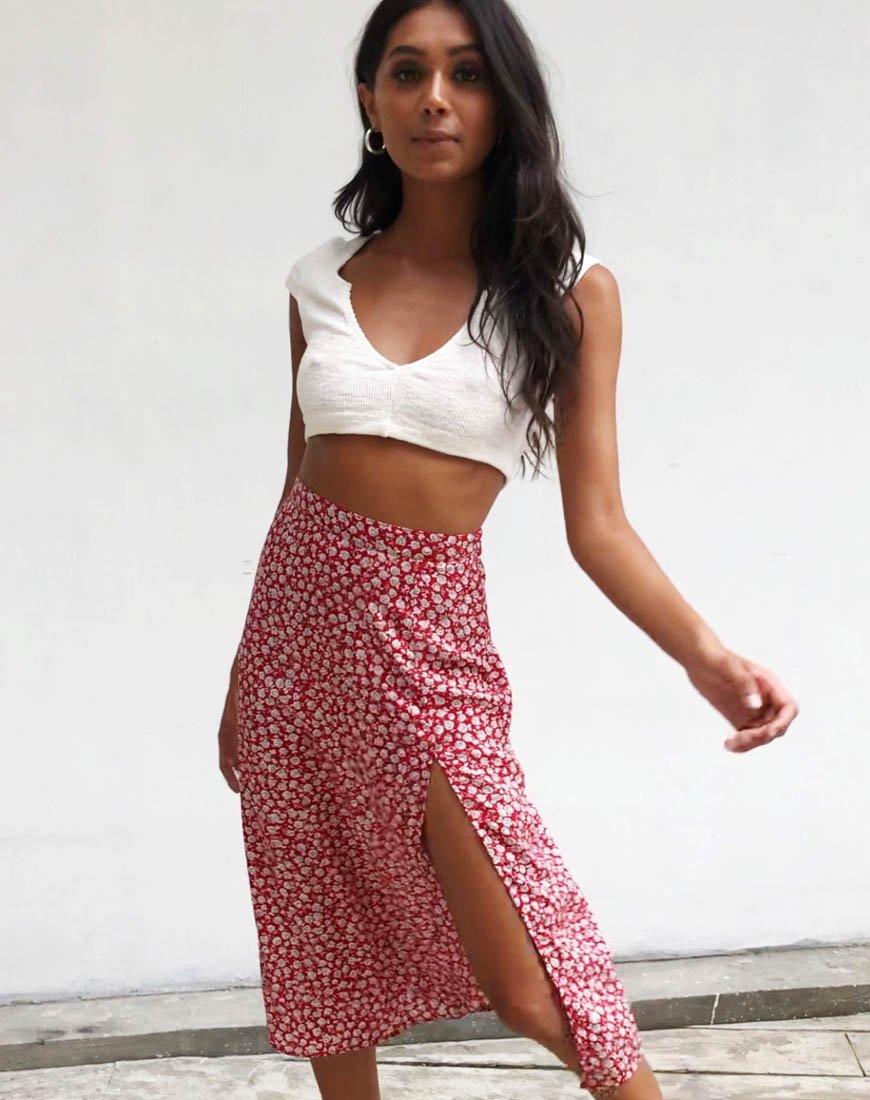 Immagine di Saika Gonna in Ditsy Rose Rosso Argento