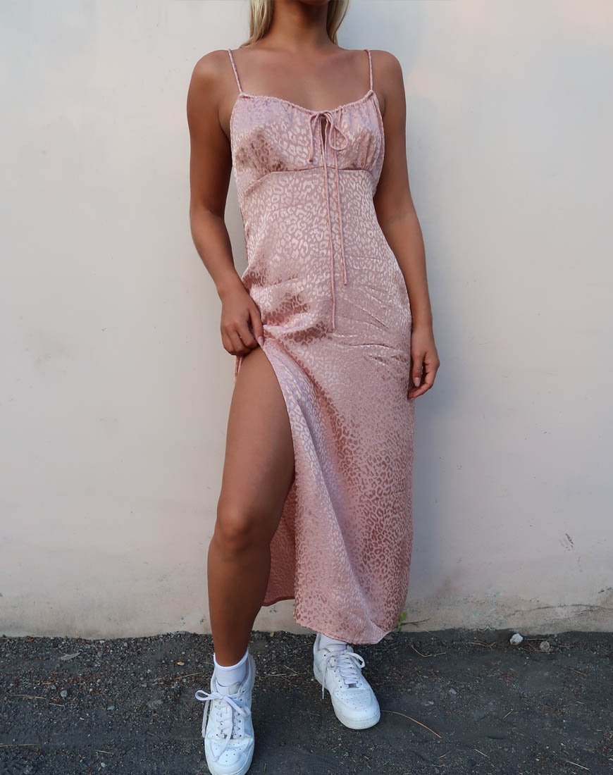 Immagine di Cypress Midi Dress in Satin Cheetah Dusty Pink