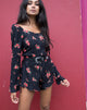 Immagine di Berlo Longsleeve Playsuit in Soi Rose Nero e Rosso