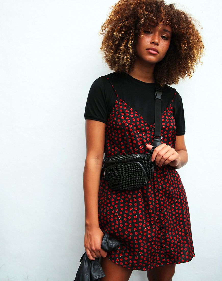Sanna Slip Dress in Dotty Rose Nero