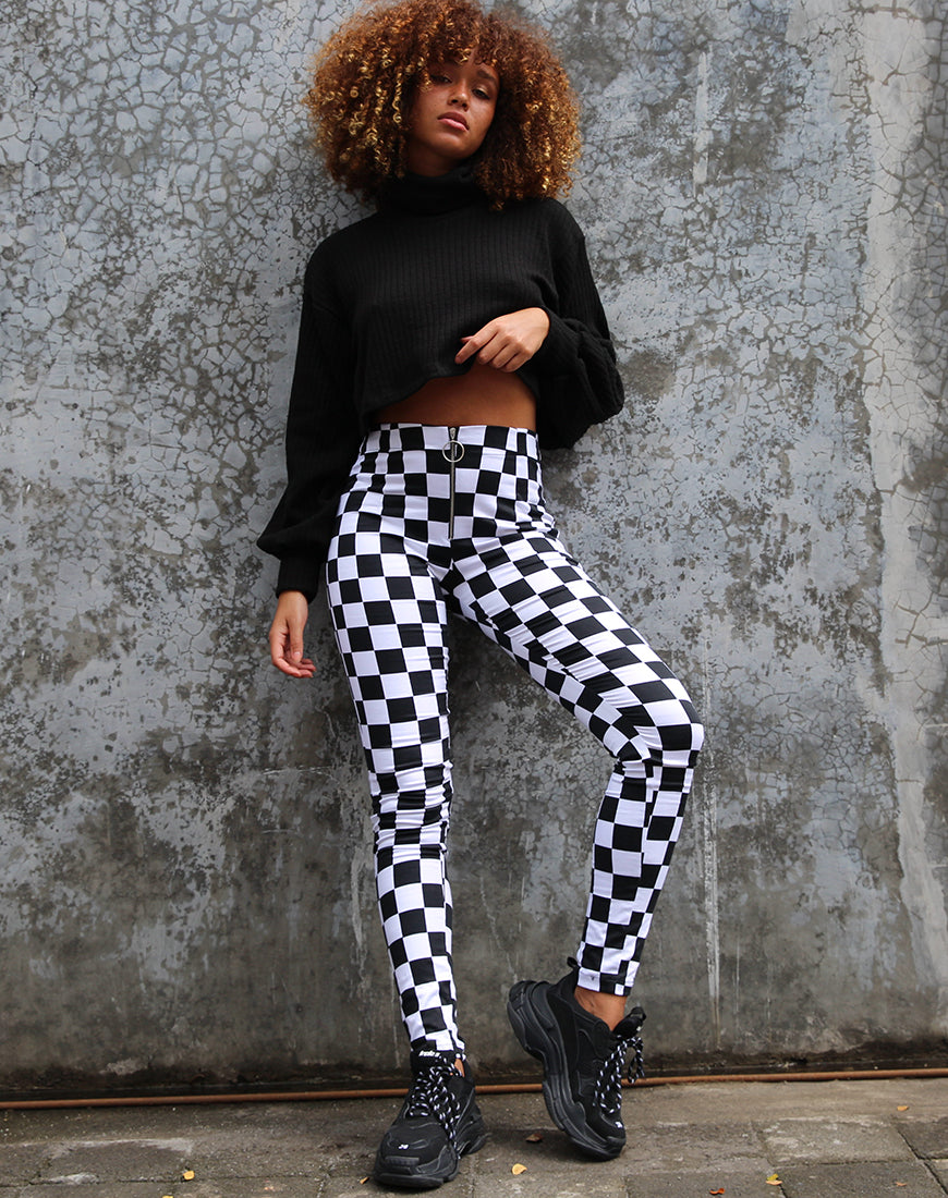 Pantalone Jolim in scacchiera media B/N